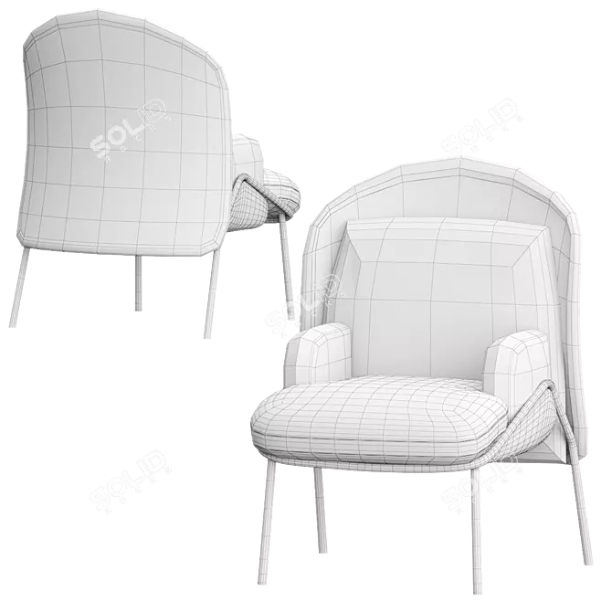 Contemporary MESH Fabric Armchair 3D model image 5