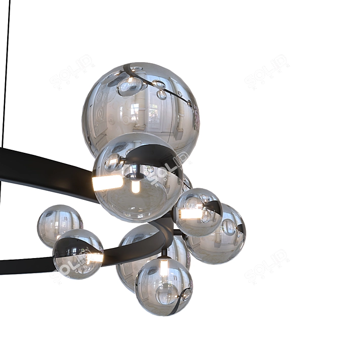 Sleek Black Bubble Chandelier - Modern Lighting 3D model image 2