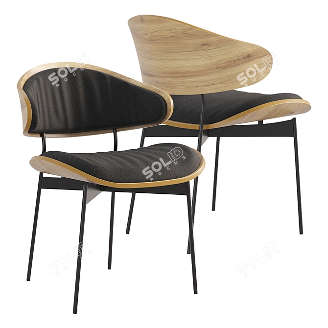 Luz Wooden Seat Chair 3D model image 2