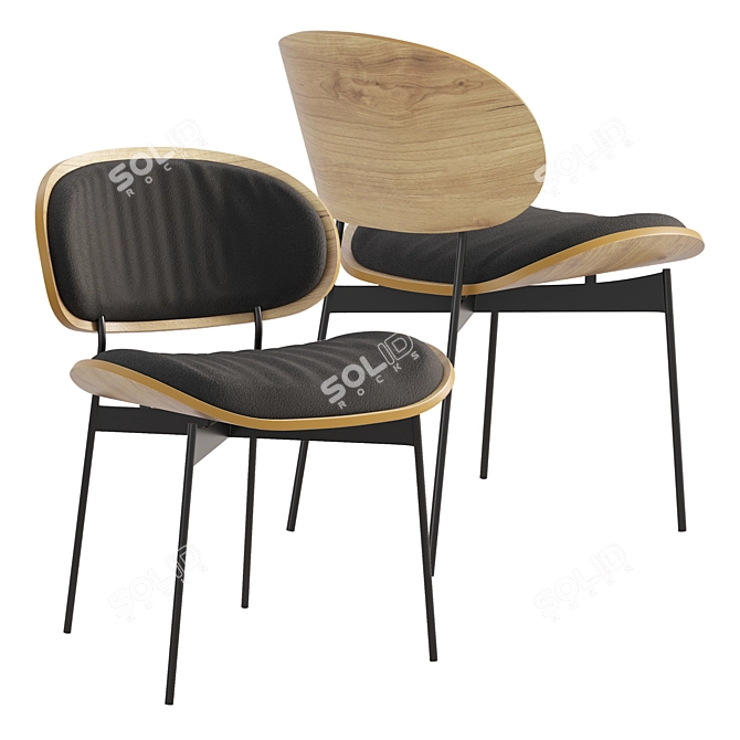 Luz Wooden Seat Chair 3D model image 3