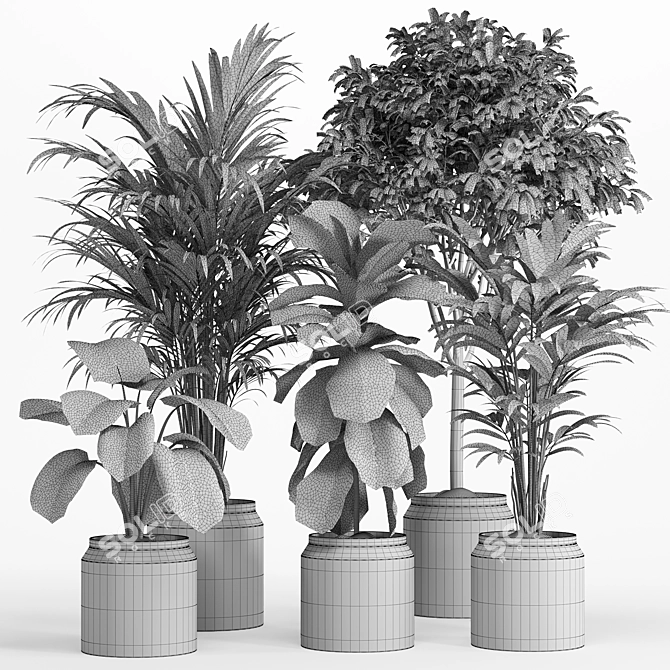 Pristine Indoor Oasis: Plant Set 018 3D model image 5