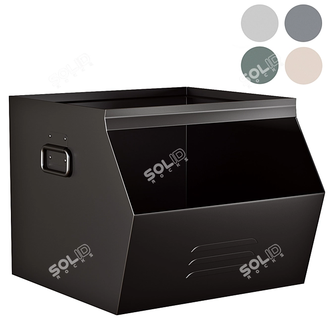 Rustic Galvanized Metal HIBA Box 3D model image 1