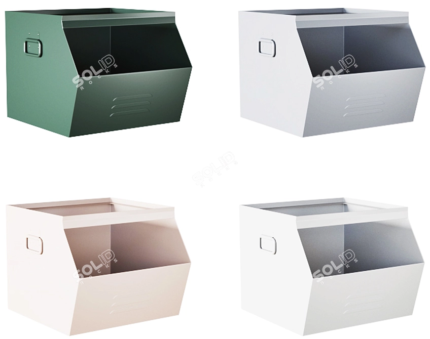 Rustic Galvanized Metal HIBA Box 3D model image 3