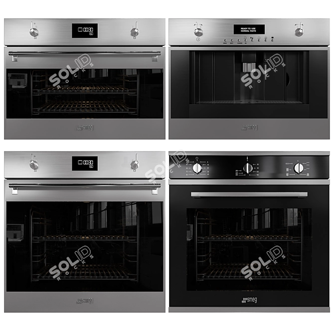 Sleek Smeg Oven, Steam Oven, & Coffeemaker 3D model image 1