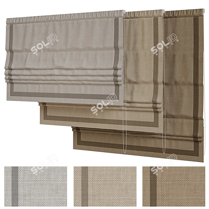 Linen Roman Blind: Elegant and Versatile 3D model image 1