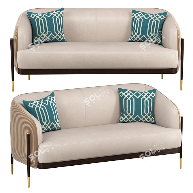 Luxury Oxford Sofa: Fabric & Leather, Multiple Formats 3D model image 1