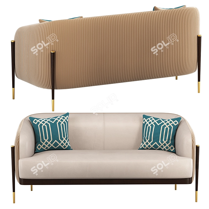Luxury Oxford Sofa: Fabric & Leather, Multiple Formats 3D model image 2