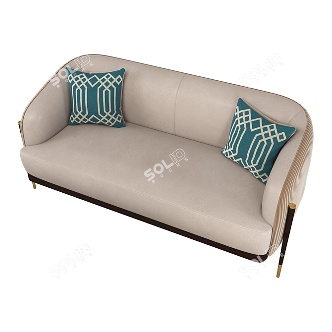 Luxury Oxford Sofa: Fabric & Leather, Multiple Formats 3D model image 3