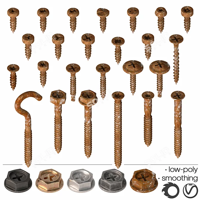 25-Piece Set of Self-Tapping Screws - High-Resolution Renders 3D model image 1