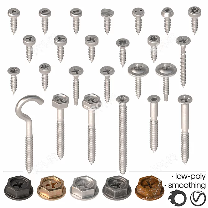 25-Piece Set of Self-Tapping Screws - High-Resolution Renders 3D model image 3