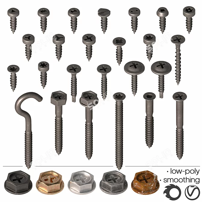 25-Piece Set of Self-Tapping Screws - High-Resolution Renders 3D model image 4