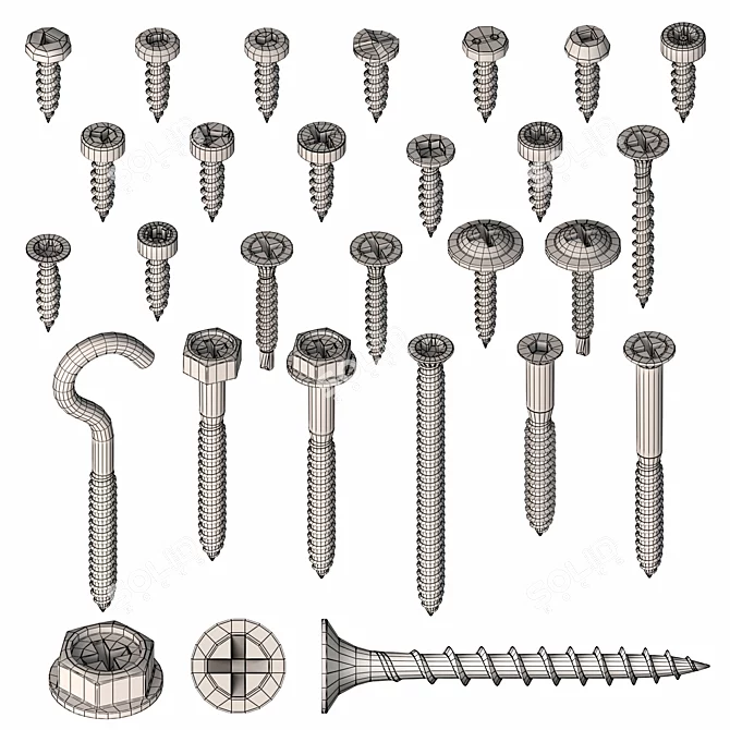 25-Piece Set of Self-Tapping Screws - High-Resolution Renders 3D model image 7