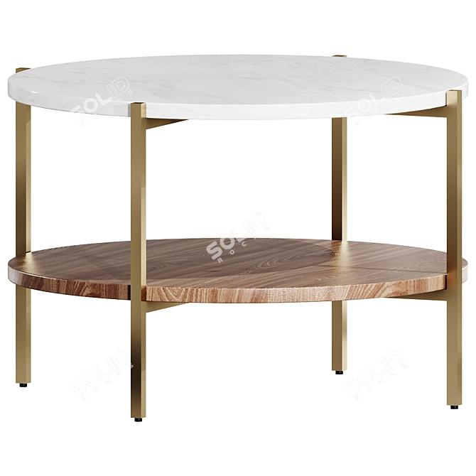 Sleek Marble Round Coffee Table 3D model image 1