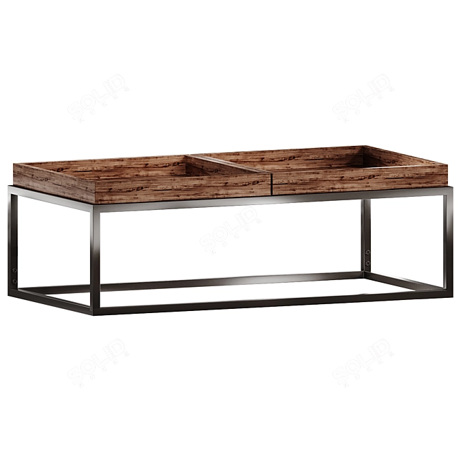 Rustic Charm: Alegro 48" Tray Coffee+Table 3D model image 1