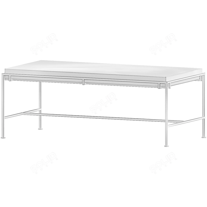 Elegant Barton Rectangular Coffee Table 3D model image 2