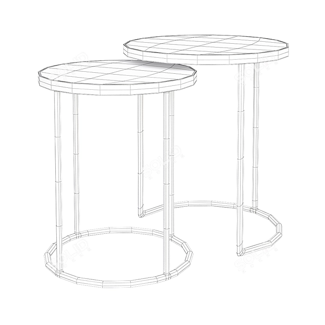 Elegant Marble & Brass Nesting Tables 3D model image 2