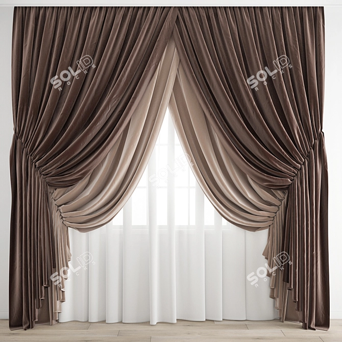 Elegant Polygonal Curtain Model 3D model image 1