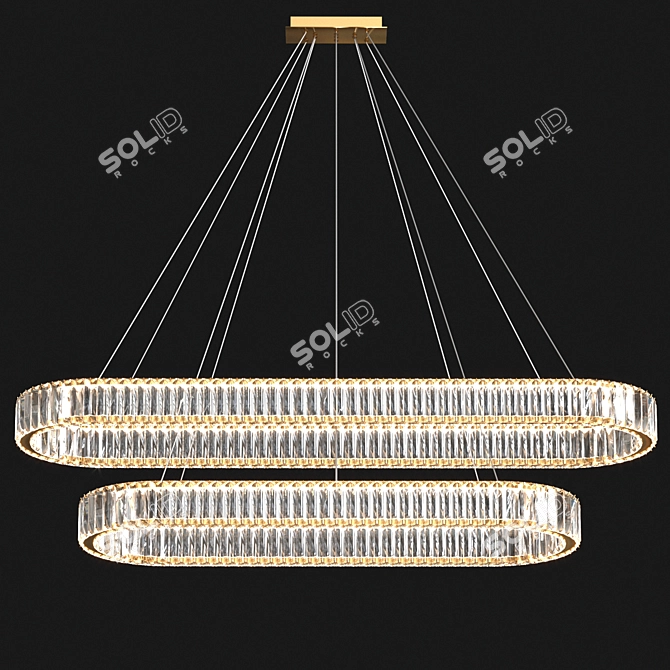 Elegant Oval Crystal Chandelier 3D model image 1