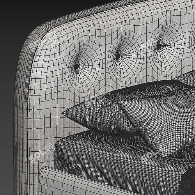 Elegant King Size Sophie Bed 3D model image 2