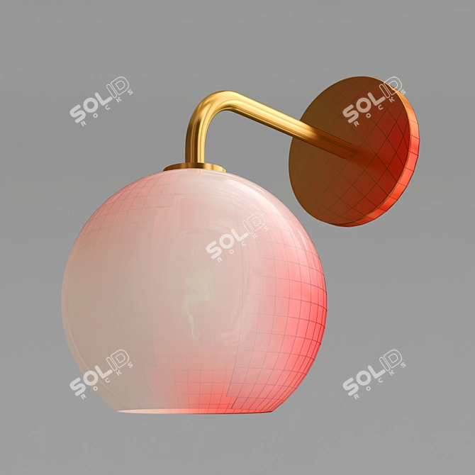 Elegant Milk Glass Globe Sconce 3D model image 2