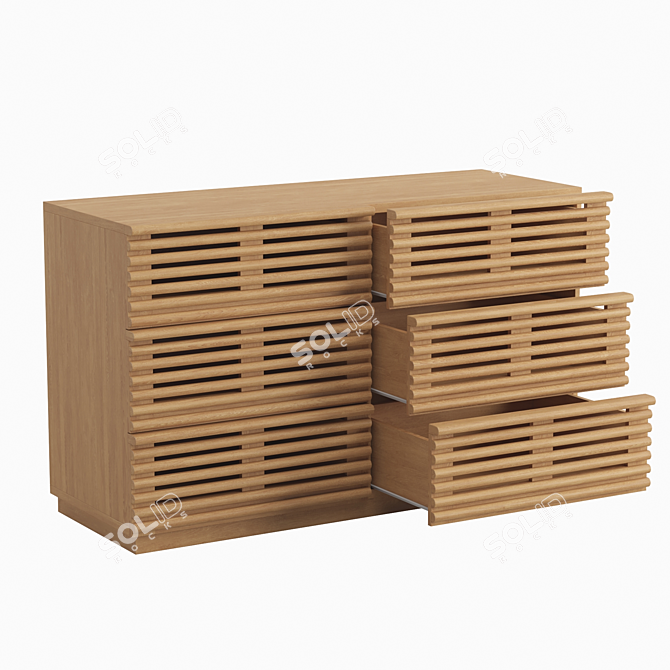 Mid-Century Inspired Oak Chest 3D model image 2