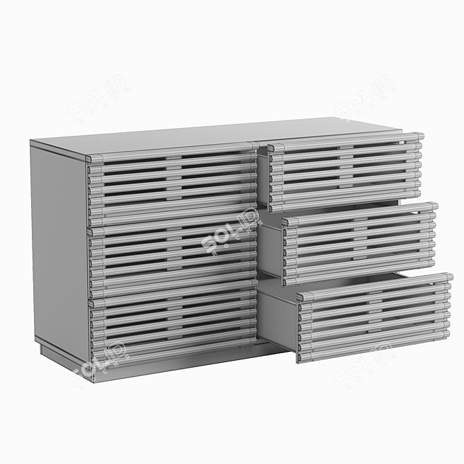 Mid-Century Inspired Oak Chest 3D model image 7