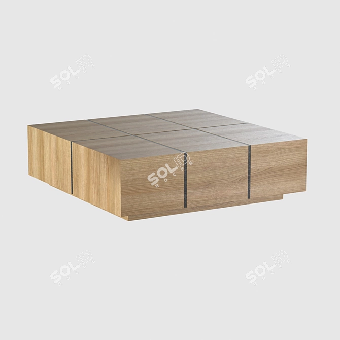 Solid Oak Hand-Crafted Coffee Table 3D model image 12