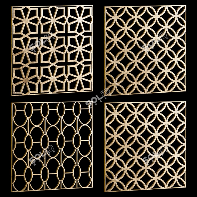 Title: Decorative Square Panels - Set of 22 3D model image 1