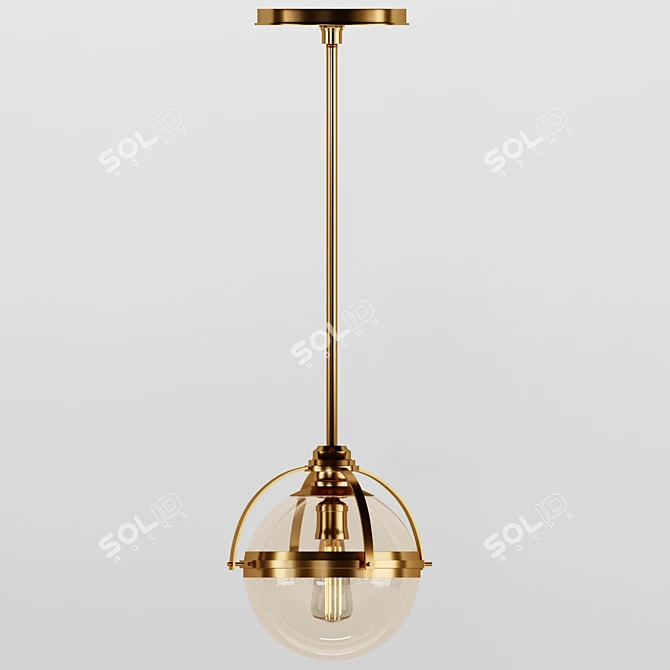 Sleek Metal Pendant Light 3D model image 2