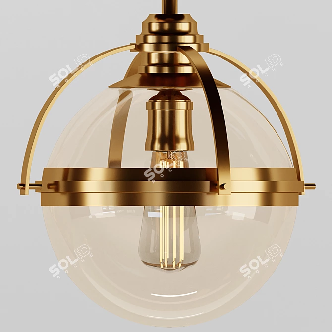 Sleek Metal Pendant Light 3D model image 3