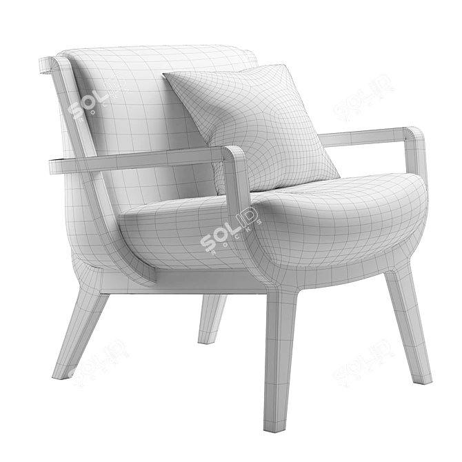 Elegant Wood Upholstered Lounge Chair 3D model image 3