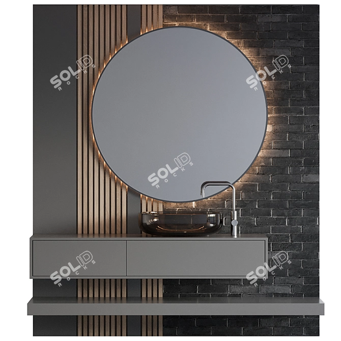 Modern Bathroom Furniture Set 3D model image 1