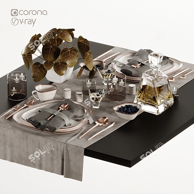 Luxury Diamond Tableware Set - 6 Piece 3D model image 3