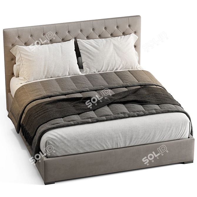 Adler Diamond-Tufted Bed 3D model image 2