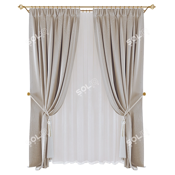 Polyester Curtain Panels 3D model image 1