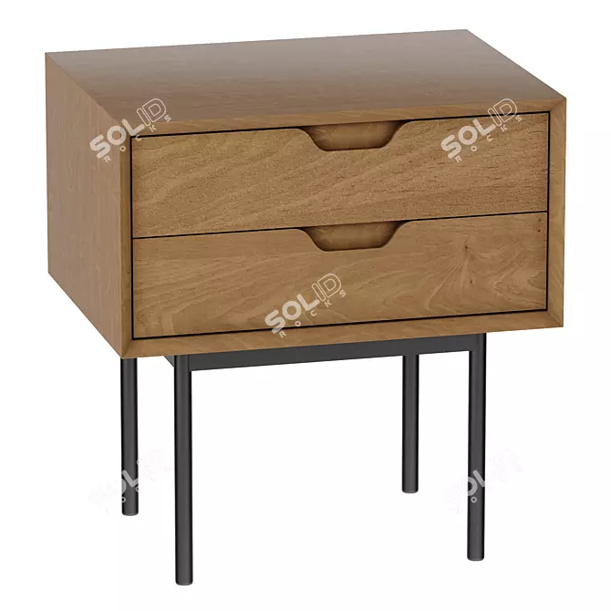 Beige Noyeto Bedside Table with Drawers 3D model image 2