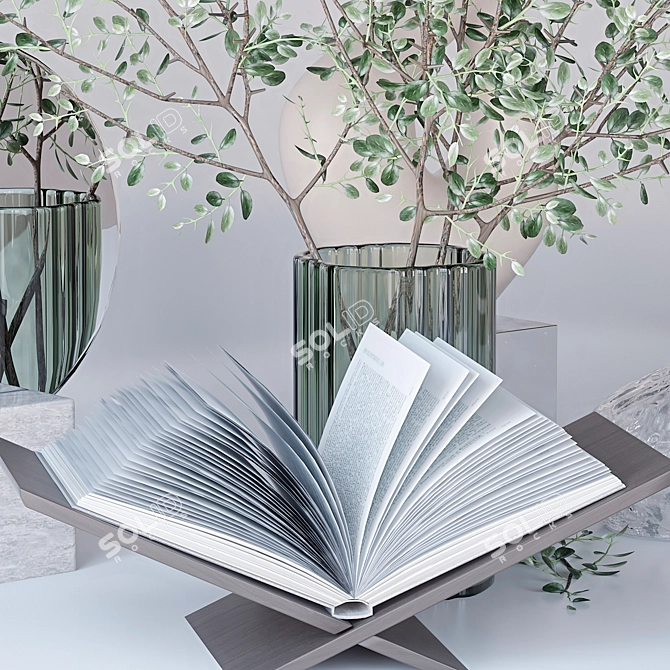 Elegant Branch Decor Set 3D model image 2