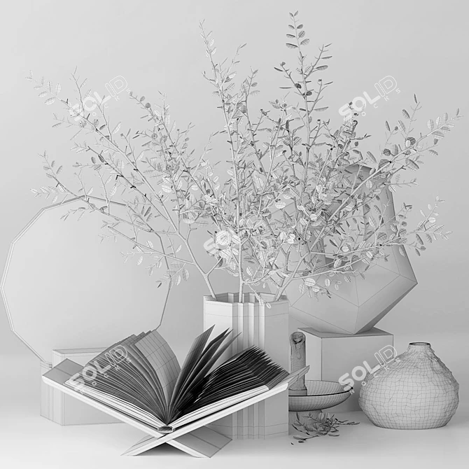 Elegant Branch Decor Set 3D model image 6