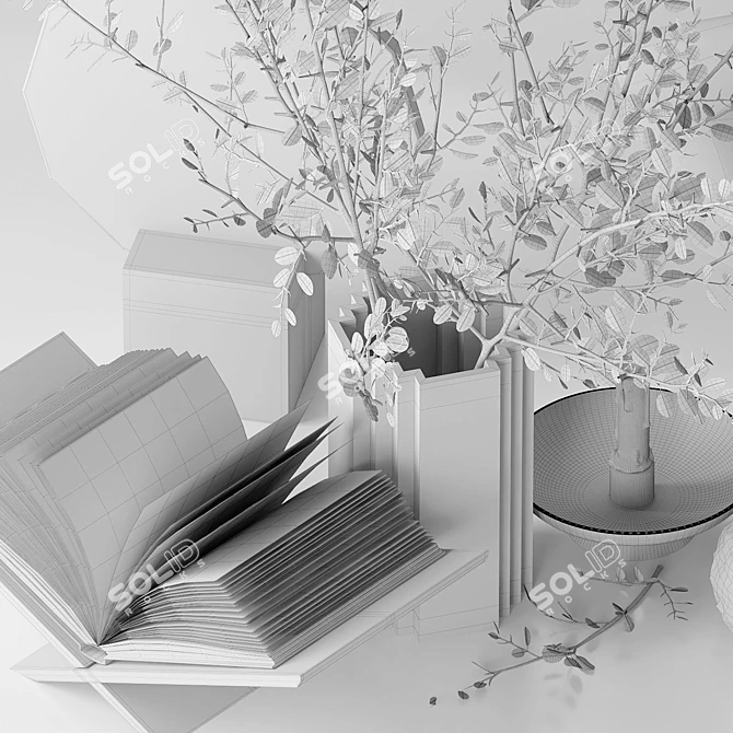 Elegant Branch Decor Set 3D model image 7