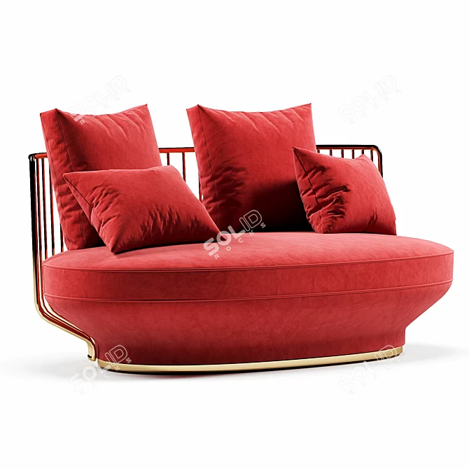 Paradise Bird: Elegant 2 Seater Fabric Sofa 3D model image 1