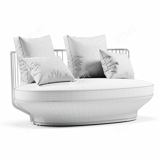 Paradise Bird: Elegant 2 Seater Fabric Sofa 3D model image 3