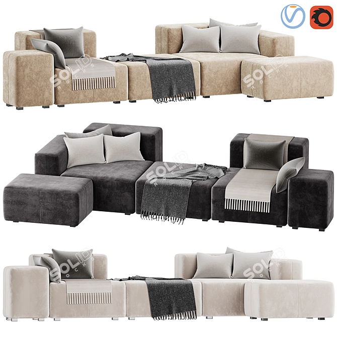 Modern Tektonik Sofa - Sleek and Stylish 3D model image 1