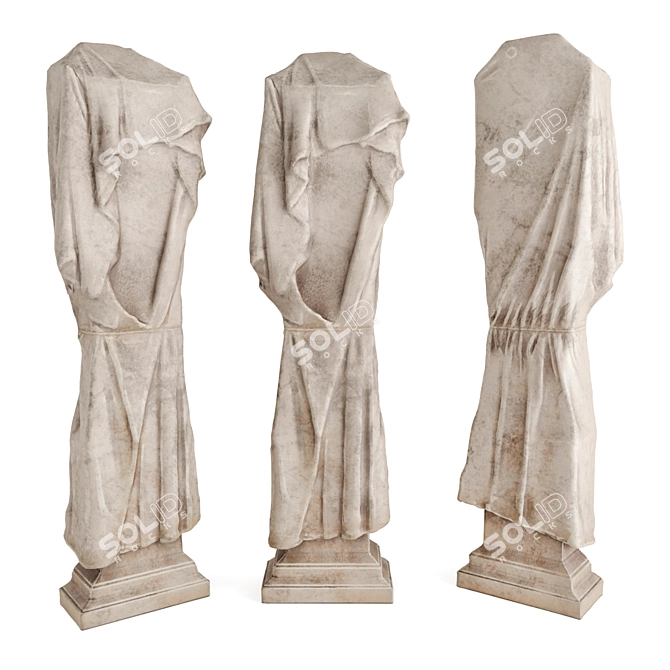 Elegant Marble Torso Pedestal 3D model image 1