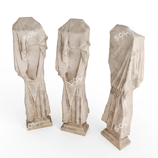 Elegant Marble Torso Pedestal 3D model image 2