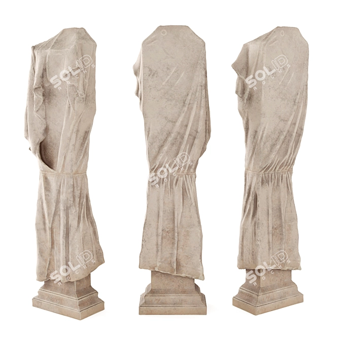 Elegant Marble Torso Pedestal 3D model image 3