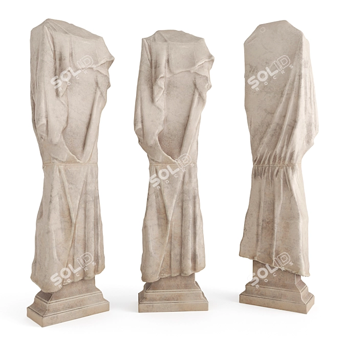 Elegant Marble Torso Pedestal 3D model image 4