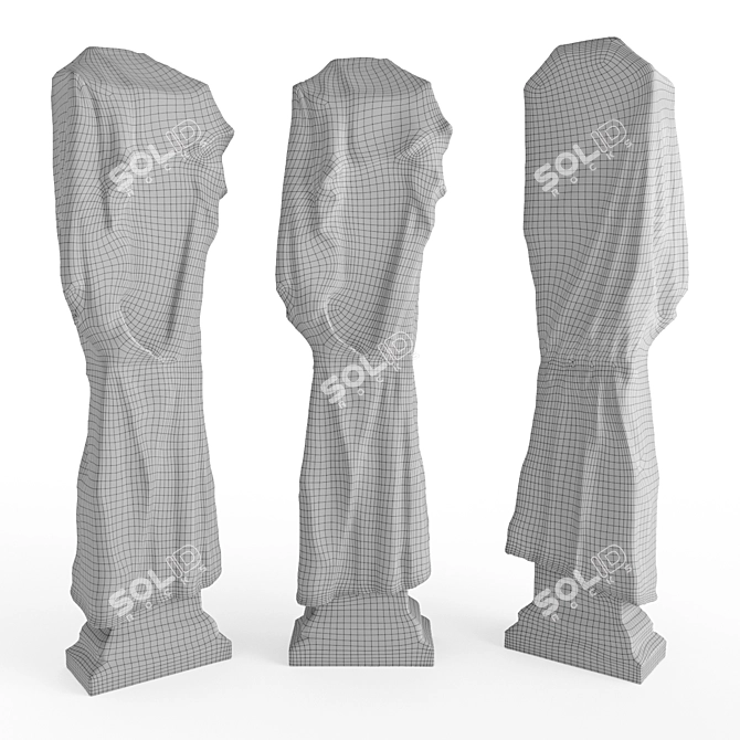 Elegant Marble Torso Pedestal 3D model image 5