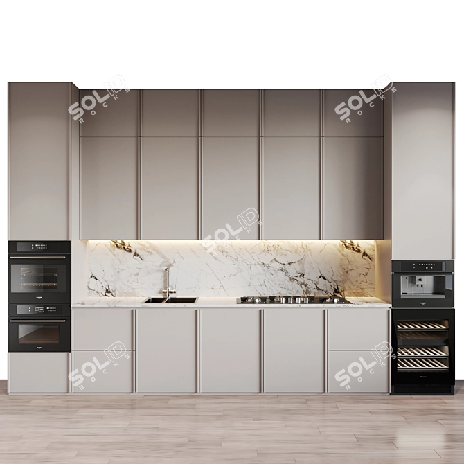 Stylish Fulgor Milano Kitchen 3D model image 1
