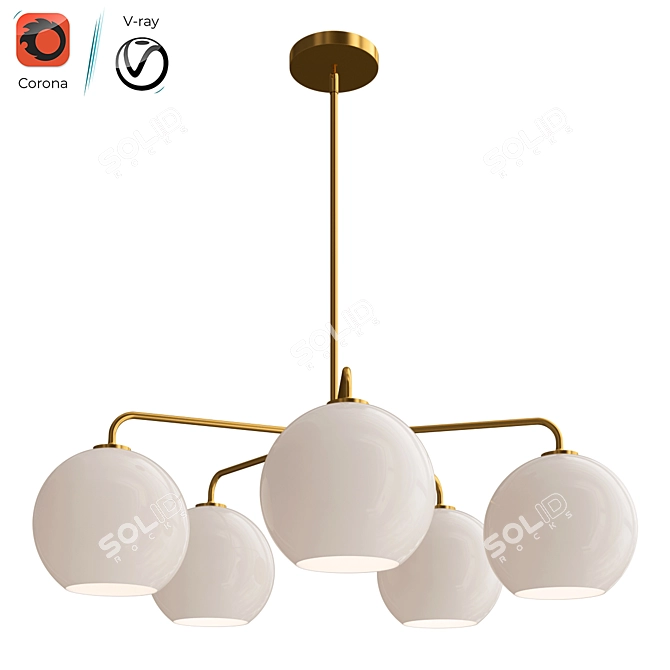 Milk Glass Sculptural Chandelier 3D model image 1