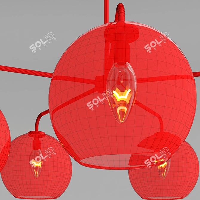 Milk Glass Sculptural Chandelier 3D model image 2